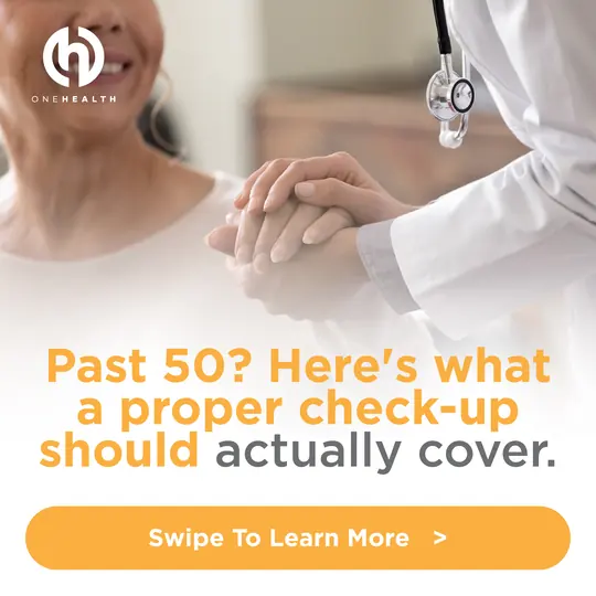 What a check-up after 50 should cover, patient education ad made by HPA for a Malaysian clinic