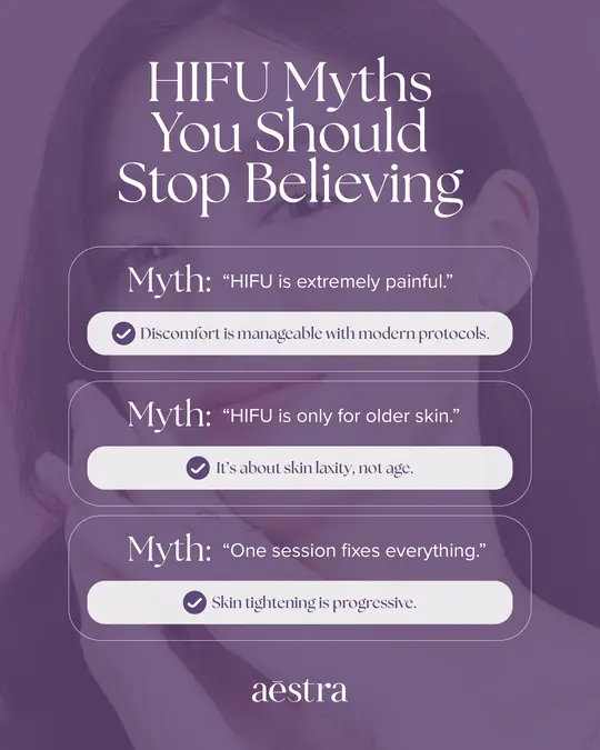 HIFU myths to stop believing, patient education ad made by HPA for a Malaysian clinic