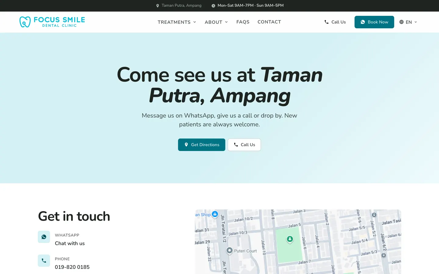 Contact on the Focus Smile website, built by HPA