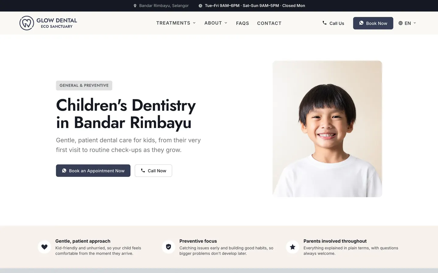 Treatment page on the Glow Dental website, built by HPA