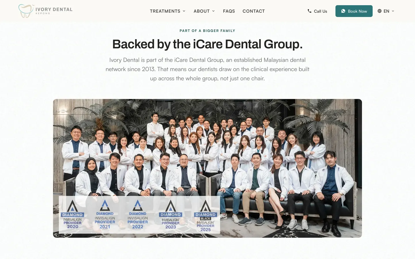 About the clinic on the Ivory Dental website, built by HPA