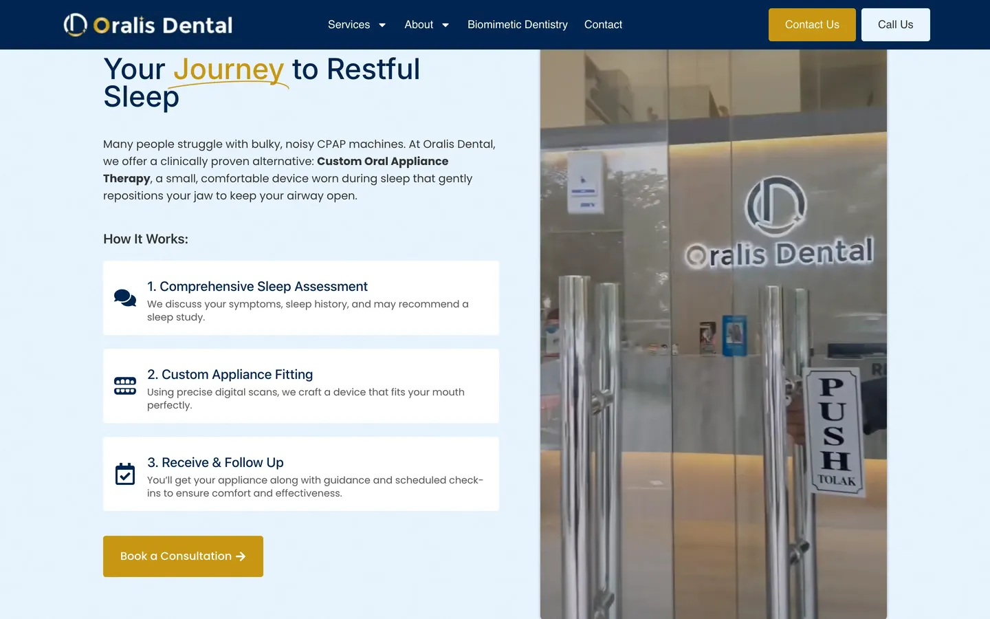 Treatment page on the Oralis Dental website, built by HPA